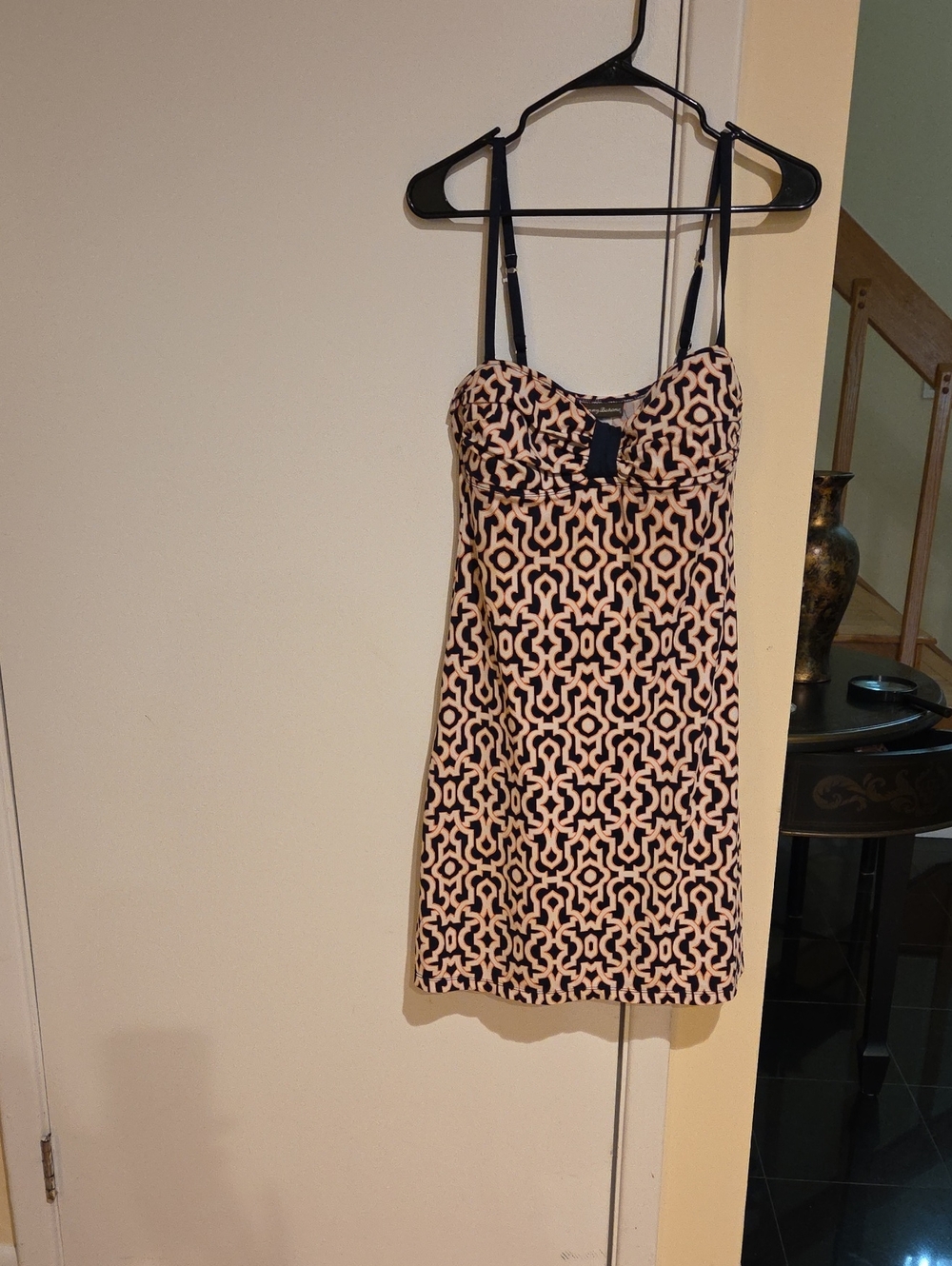 Tommy Bahama Black and Pink Geometric Mini Dress